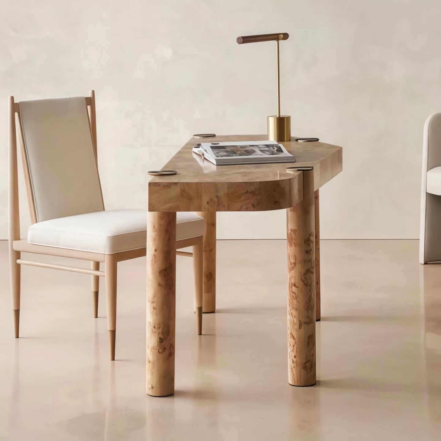Medieval retro solid wood desk with wabi-sabi wood veneer, suitable for home office creative simple writing desk