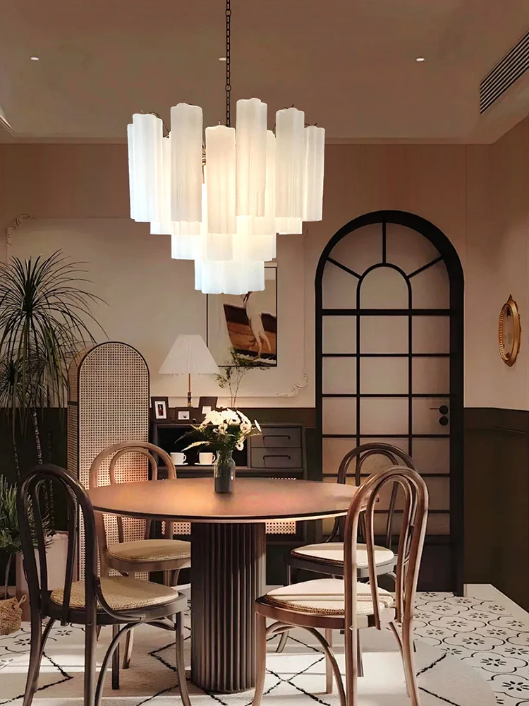 

Art Deco Frosted White Glass Chandeliers Led Vintage Lighting Fixture European Hanging Lamp For Ceiling Dining Room Table Lustre