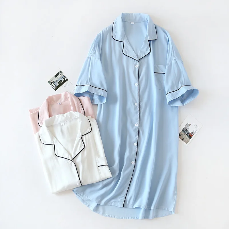 

Summer Short Sleeve Cotton Sleepwear Women's Open Front Loose Home Clothes Ladies Robe Spring Summer Sleepwear Polyester Fiber