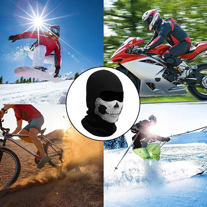 Balaclava Motorcycle Full Face Mask Skull Print Motorbike Full Face Mask Windproof Skiing Head Neck Warmer Bicycle Helmet Liner view 5