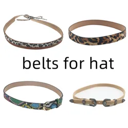 2 Pcs Belts for Women Men Fedora Hats Band Belts Khaki Black Chain Belt Band for Fedora Felted Hats Women Cinturones Para Mujer