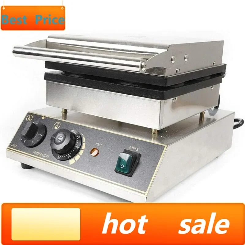 Commercial Belgian Waffle Iron, 4 Grids 1750W Stainless Steel Nonstick Double Side Waffle Maker Machine Electric Round Waffle Ba