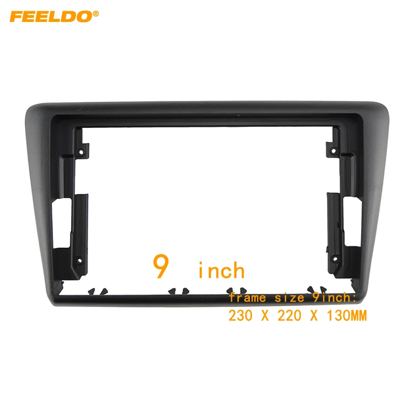 FEELDO Kit bingkai Audio mobil 9 ", layar besar DVD Fascia untuk Skoda Rapid 2013 Panel instalasi dasbor 2Din # HQ6466