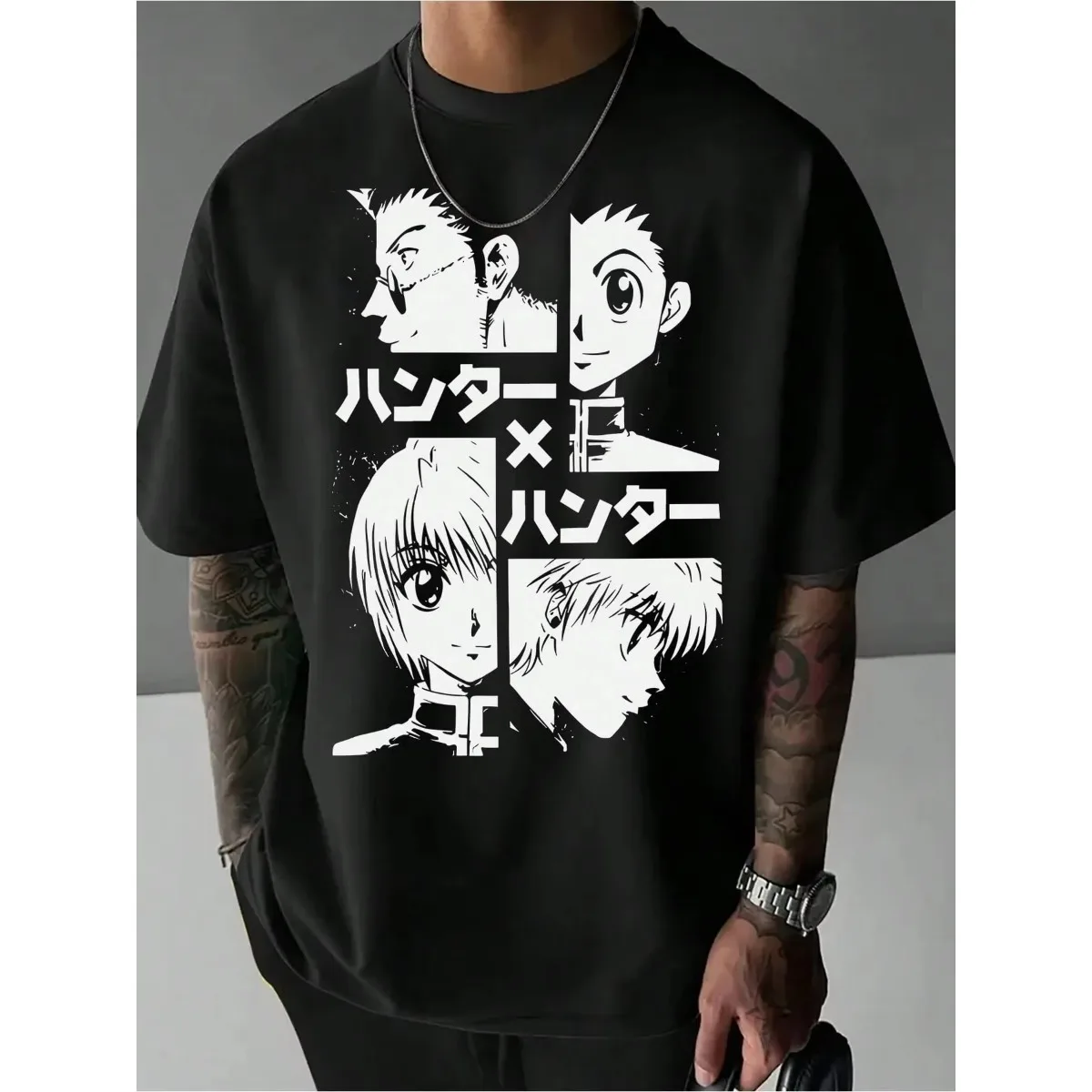 

Hunter X Hunter аниме графическая футболка большого размера, мужская летняя хлопковая футболка с короткими рукавами, свободная посадка, повседневная уличная одежда, модные топы Y2k