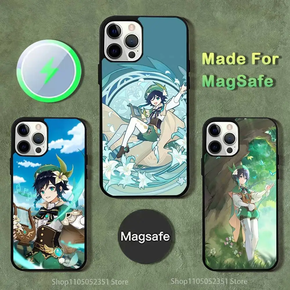 

G-Genshin Impact Venti Barbatos Case For iPhone 17,16,15,14,13,12,11,Pro,Max,Plus,Mini,SE4,E Magnetic Magsafe Wireless Charging