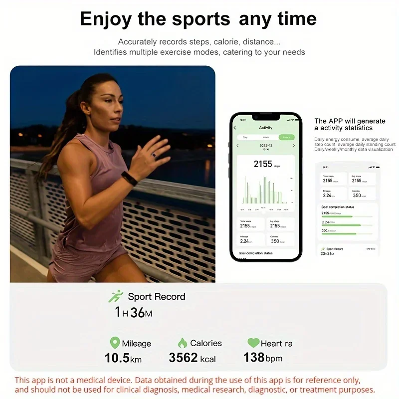 Cincin Kebugaran Pintar - Cincin Novelty dari Baja Tahan Karat untuk Pria dan Wanita dengan Fungsi Nirkabel, Penghitung Langkah, dan Mode Olahraga