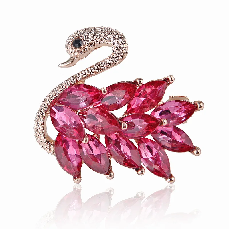 Elegant Cute Alloy Crystal Swan Brooches For Women Charming Beautiful Bird Animal Brooch Clothing Backpack Pins Jewelry Gifts