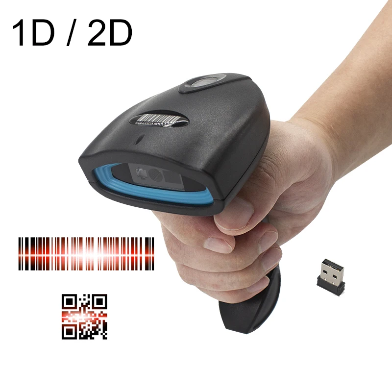 universal handheld barcode scanner 1d 2d usb sem fio code bar reader para courier shipping code pdf417 dm 24g 01