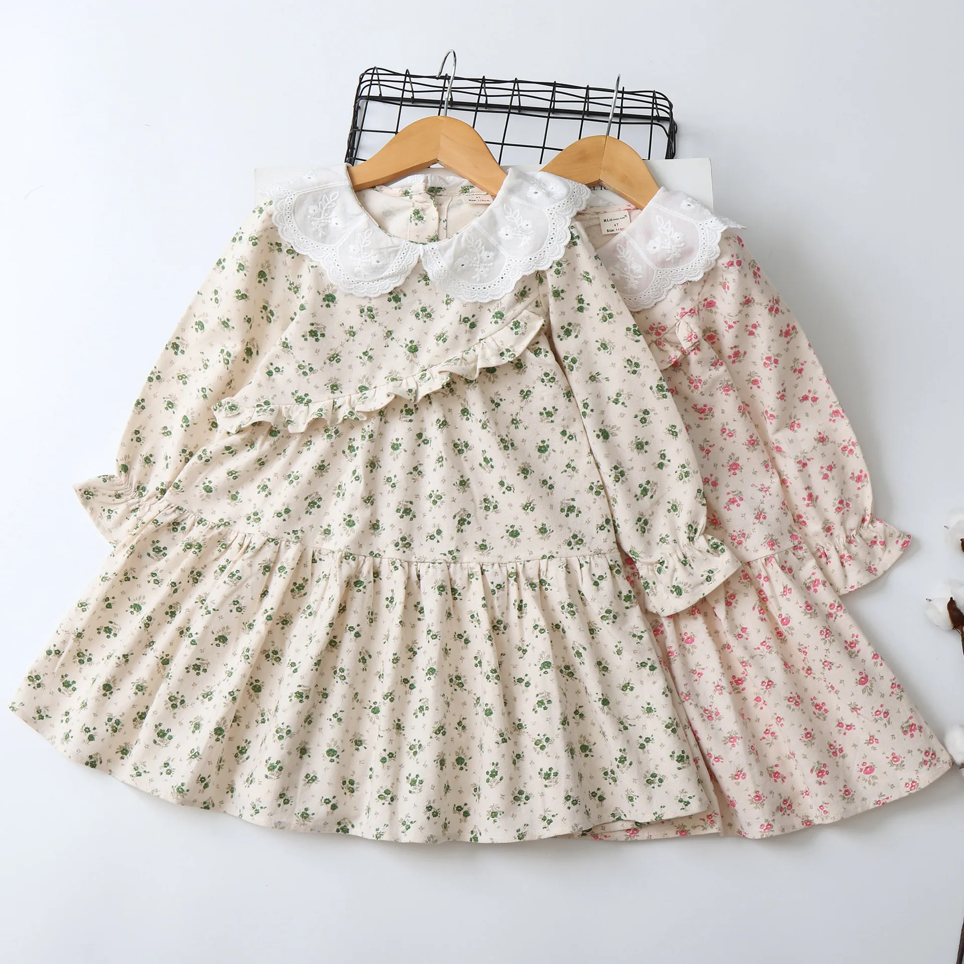 

Doll collar kids dresses for girls long-sleeved cotton 2024 autumn new children dress