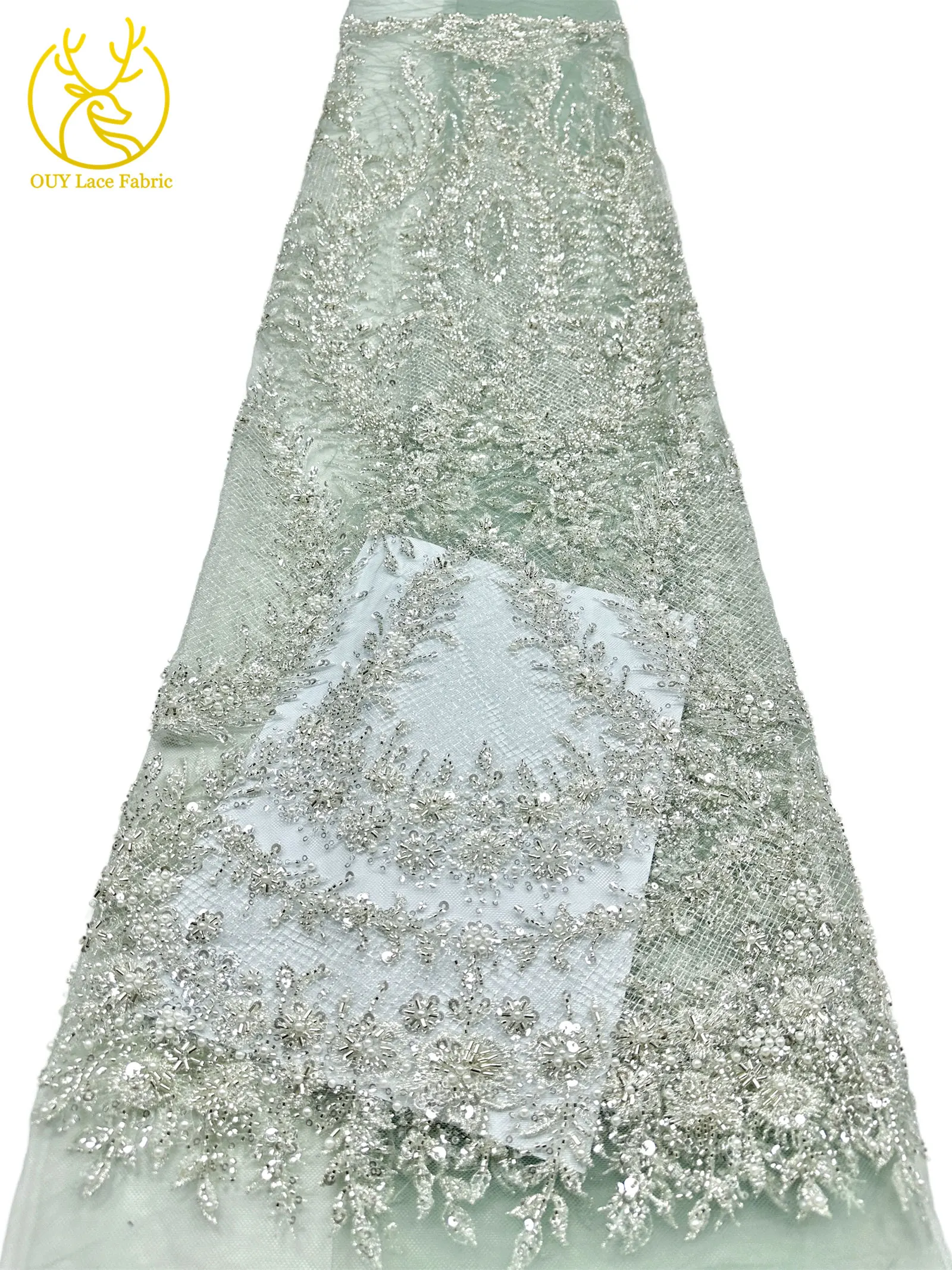 Modischer nigerianischer Brautkleidstoff mit Perlen und Spitze, 2026 neues Design, französische Netzspitze, afrikanischer Pailletten-Spitzenstoff für Hochzeitskleider zum Nähen – Detail 24