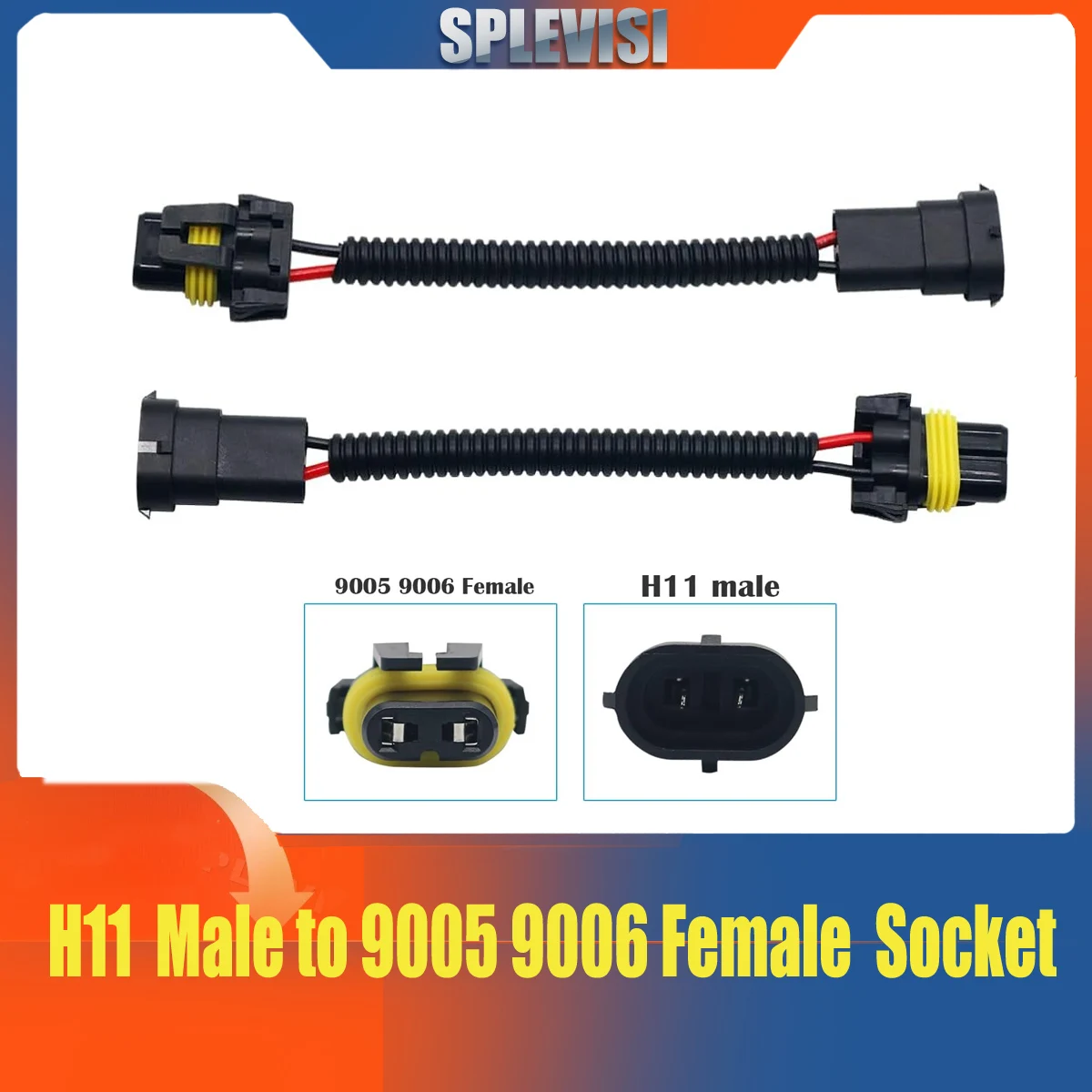 

2PCS H11 H8 H9 Male to 9005 9006 9145 H10 Female Conversion Connector Wiring Harness Headlight Fog Light Plug Cable Socket