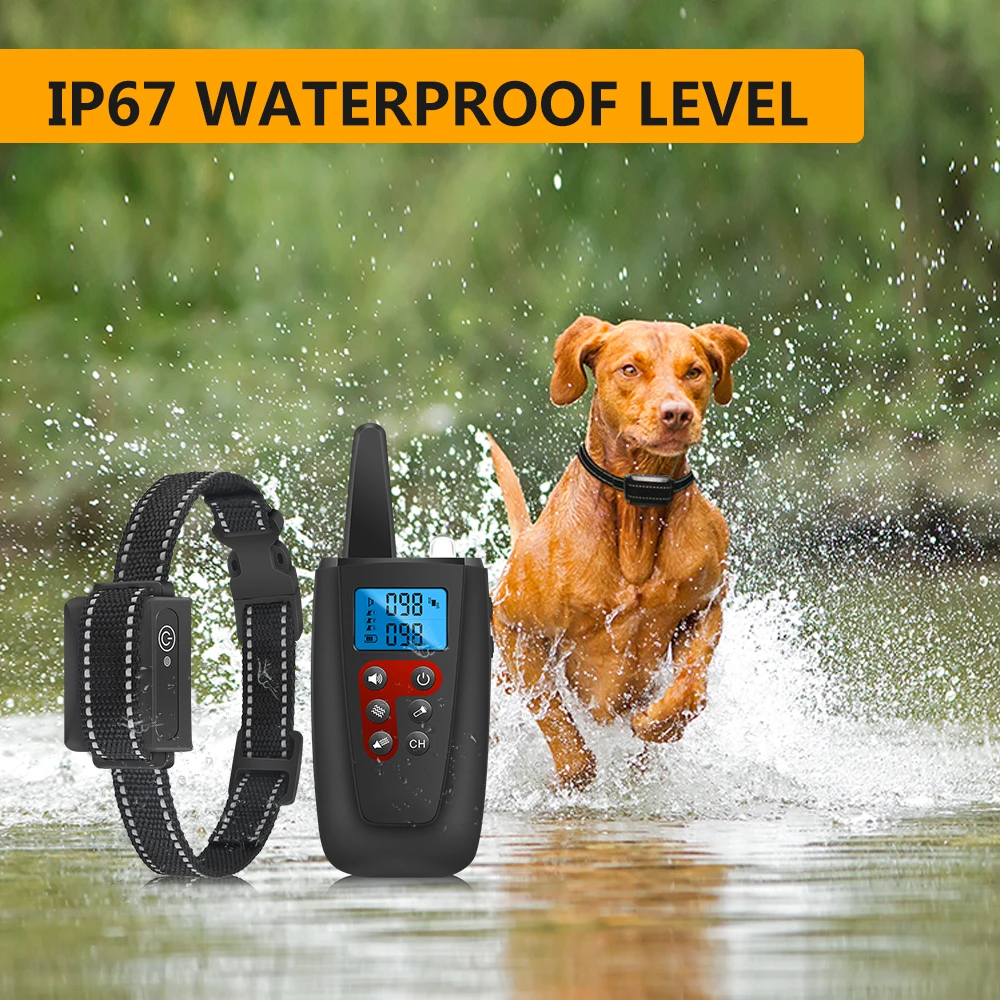 No Shock No Pins Dog Training Collar 3300ft Remote IP67 Waterproof Rechargeable Pet Training Collar Sound Vibration Shock Free