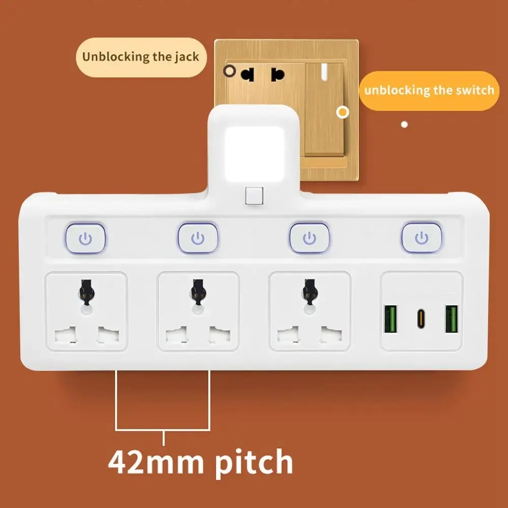 EU US UK Plug Universal listwa elektryczna Multitap AC oddzielny gniazdo ścienne sterujący z USB szybki ładowaniem przejściówka Adapter Multiprise