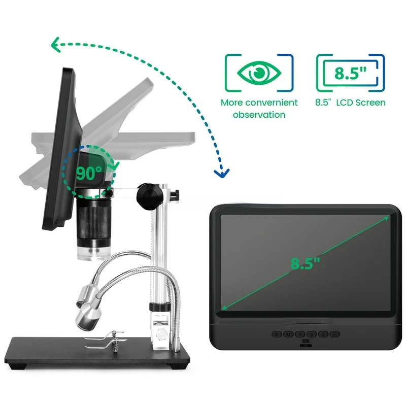 Andonstar Hot AD208 8.5 Inch Adjustable LCD Display For Digital Microscope Black 1080P Scope Soldering Tool