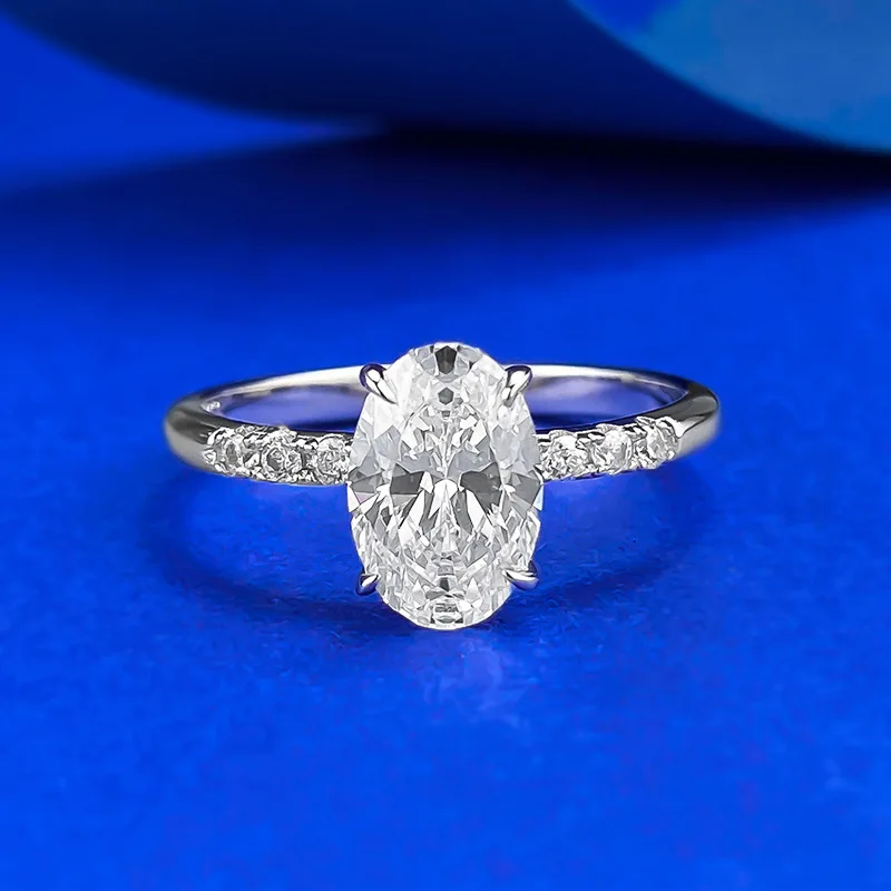 

S925 Silver Minimalist European and American Ins Style 6 * 9mm Pigeon Egg Ring Ring, Stackable with Zircon Inlay
