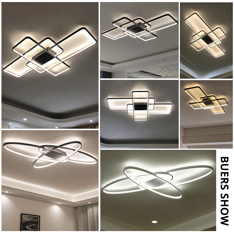 Contemporary Led Ceiling Chandeliers Minimalist for Living Room Bedroom Home Fixture Indoor Lighting Brightness Remote Dimmable