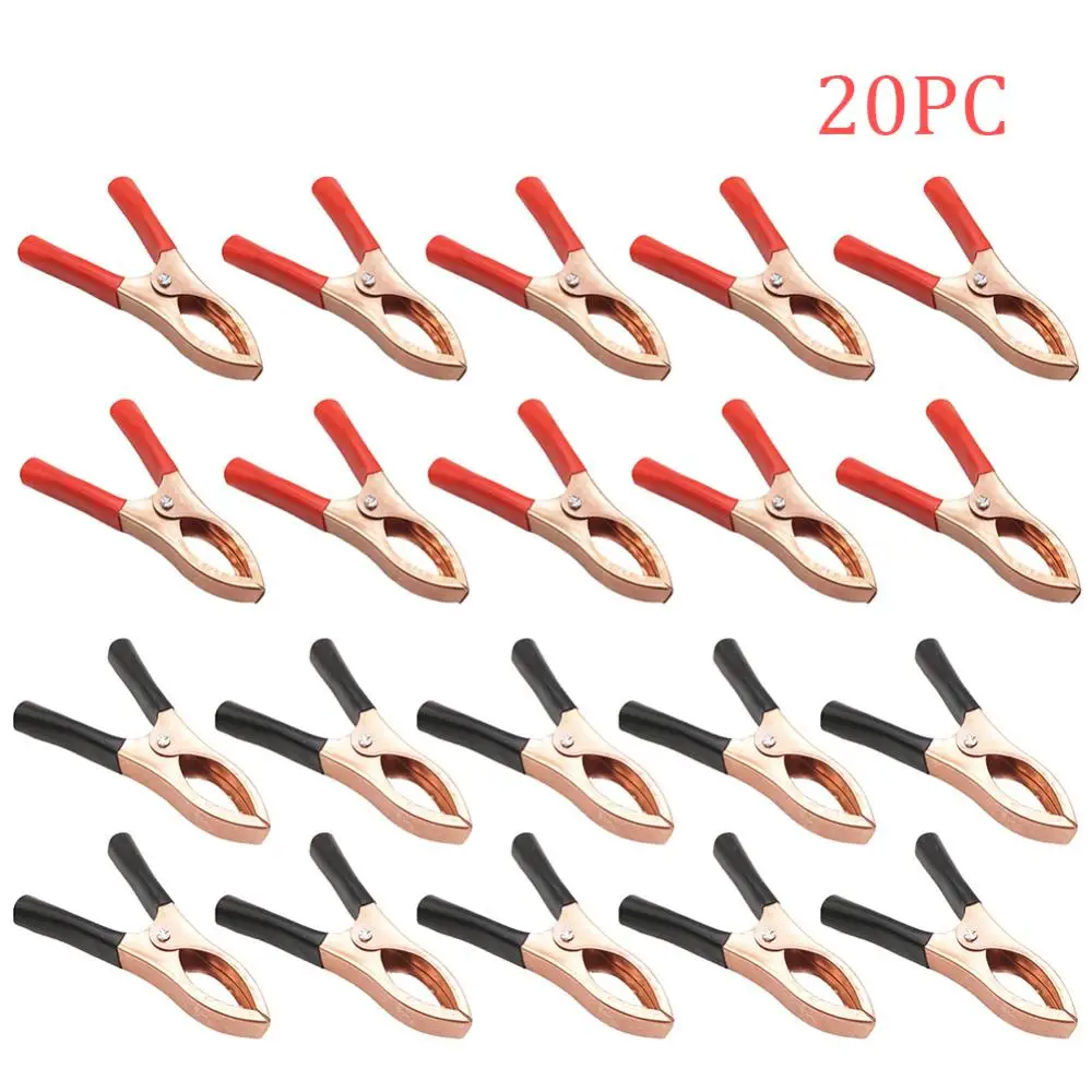 20Pcs 30A Red + Black 70mm Crocodile Car Caravan Van Battery Test Lead Clips Best Promotion Alligator Clips Connector Plug Power