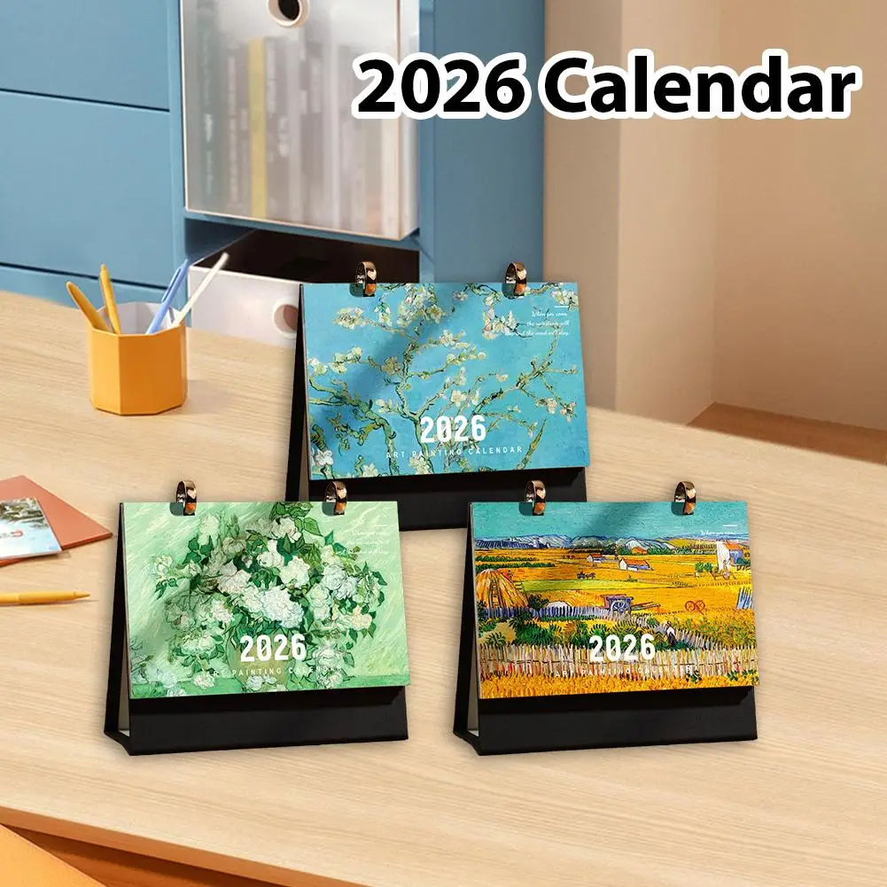 1Pc 2026 Bureaukalender Vintage Schilderij Kalender Met Memo Notities Maandelijkse Kalender Voor Home Office School Planning Organiseren