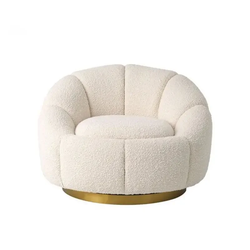 Modern Simple Nordic Living Room Wool Circle Lazy Pumpkin Armchair Luxury Single Seat Sofa Rotating Leisure Chair