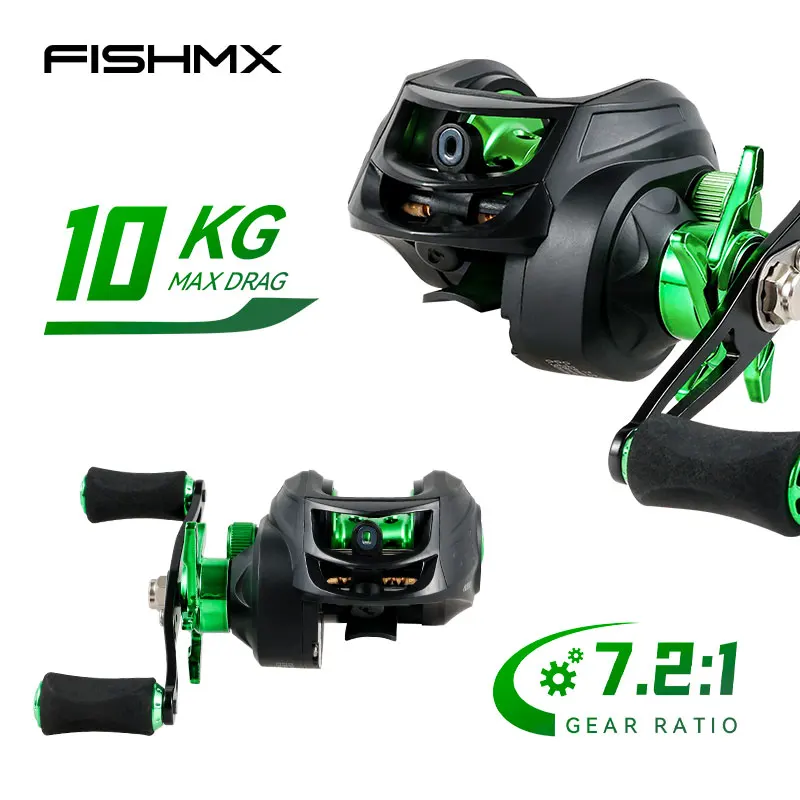 Fishmx Fishing Reel 7.2:1 Gear Ratio Max Drag 10kg Baitcasting Reel with Aluminum Spool for Lure Freshwater Pesca image 3