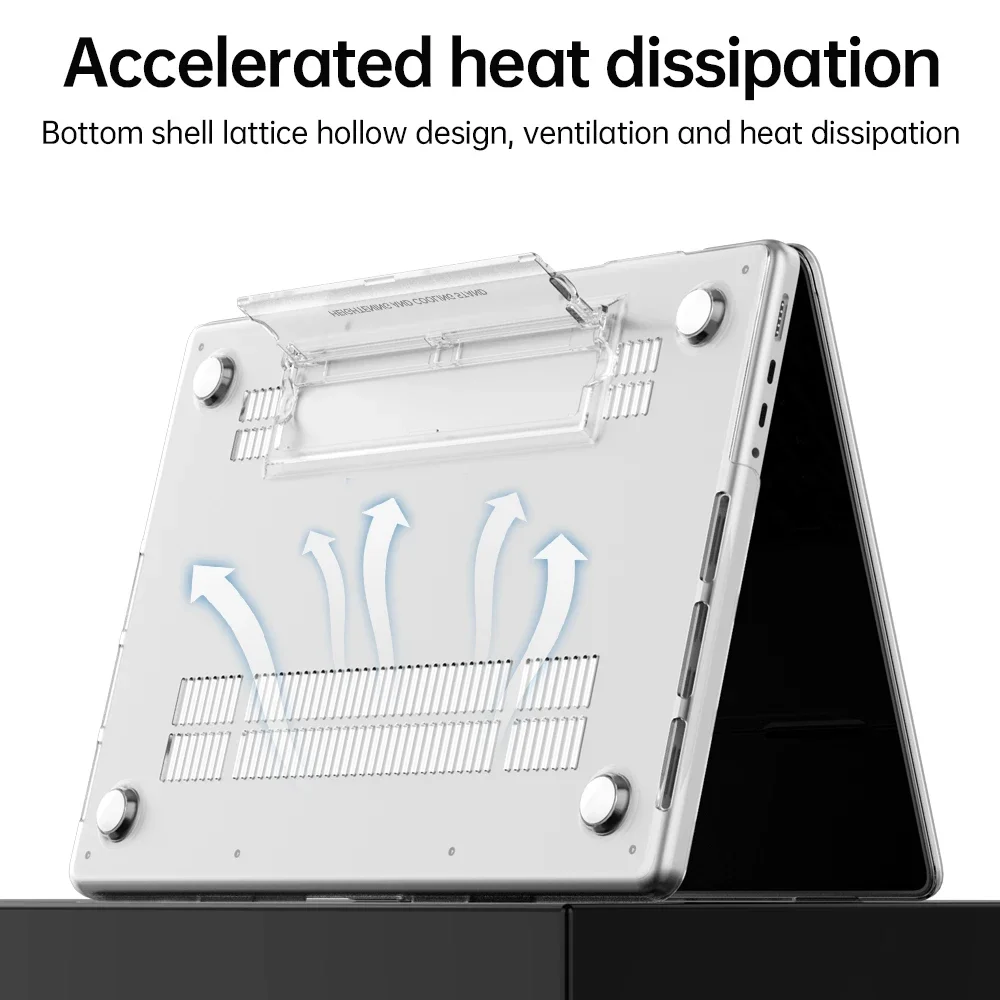 حافظة كمبيوتر محمول بلاستيكية غير لامعة مع غطاء مسند ، ماك بوك برو 16 ، 14 اير ، 15 ، 13 بوصة ، م 3 ، م 2 ، م 1