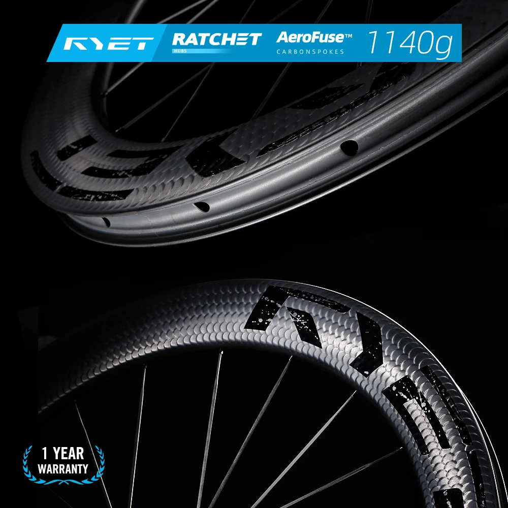 2026 RYET SCALE Carbon Road Wheelset 45/65mm 60T Ceramic Hub Customized Disc Brake Aero Tubeless Ready Fish‑scale Rims