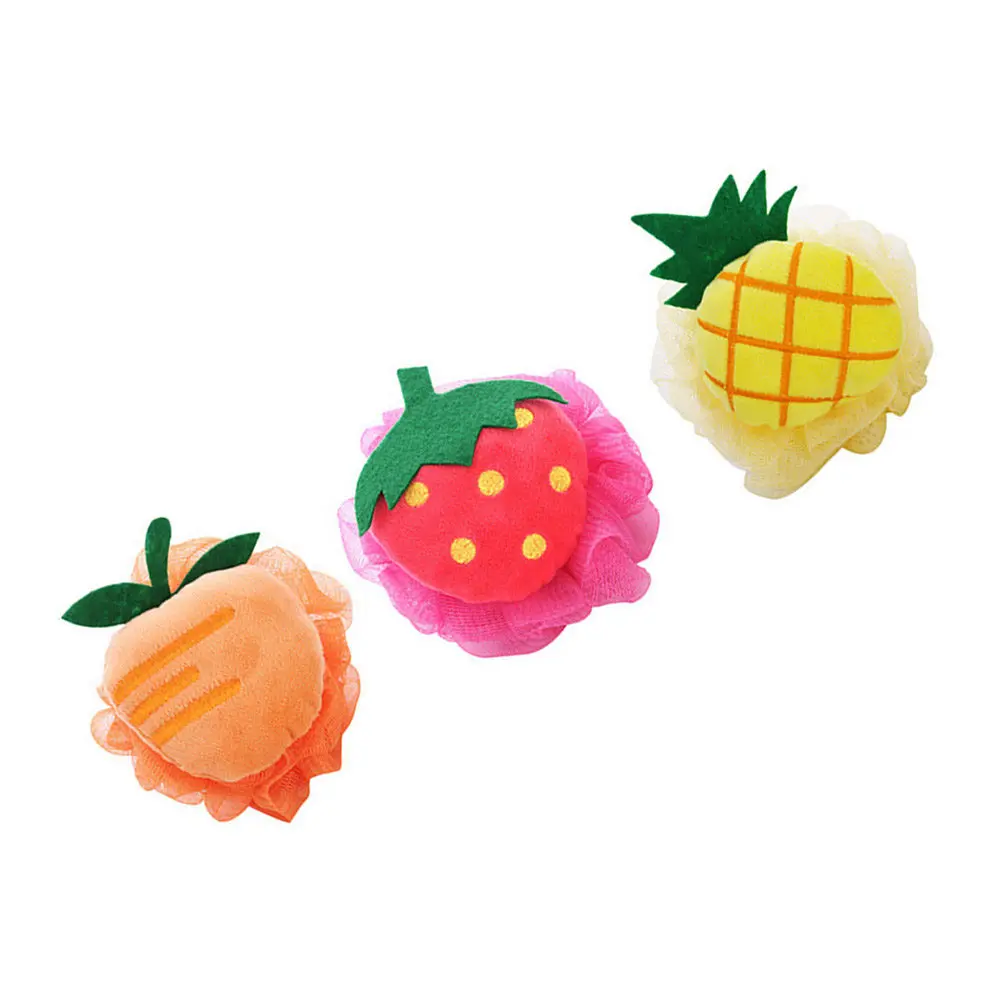 3pcs Fruit-Shaped Shower Mesh Bath Sponge – Soft, Comfortable & Exfoliating Body Cleanser