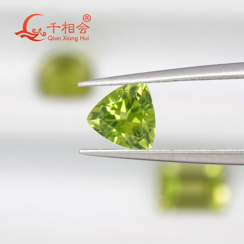

Trillion Shape 0.8ct-1.4ct Natural Peridot Gemstone Yellowish Green Color Loose Decoration Gift Certified by GRC