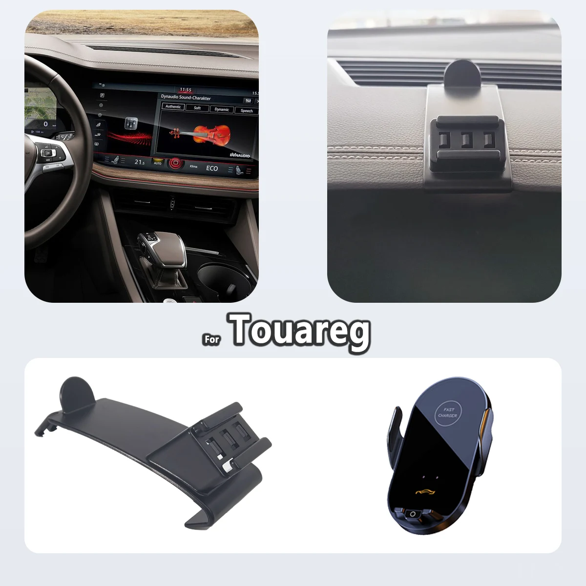 Suporte de telefone especial para volkswagen vw touareg 2019-2021 2022 2023 2024 suporte magnético de telefone para carro base invisível com detecção 