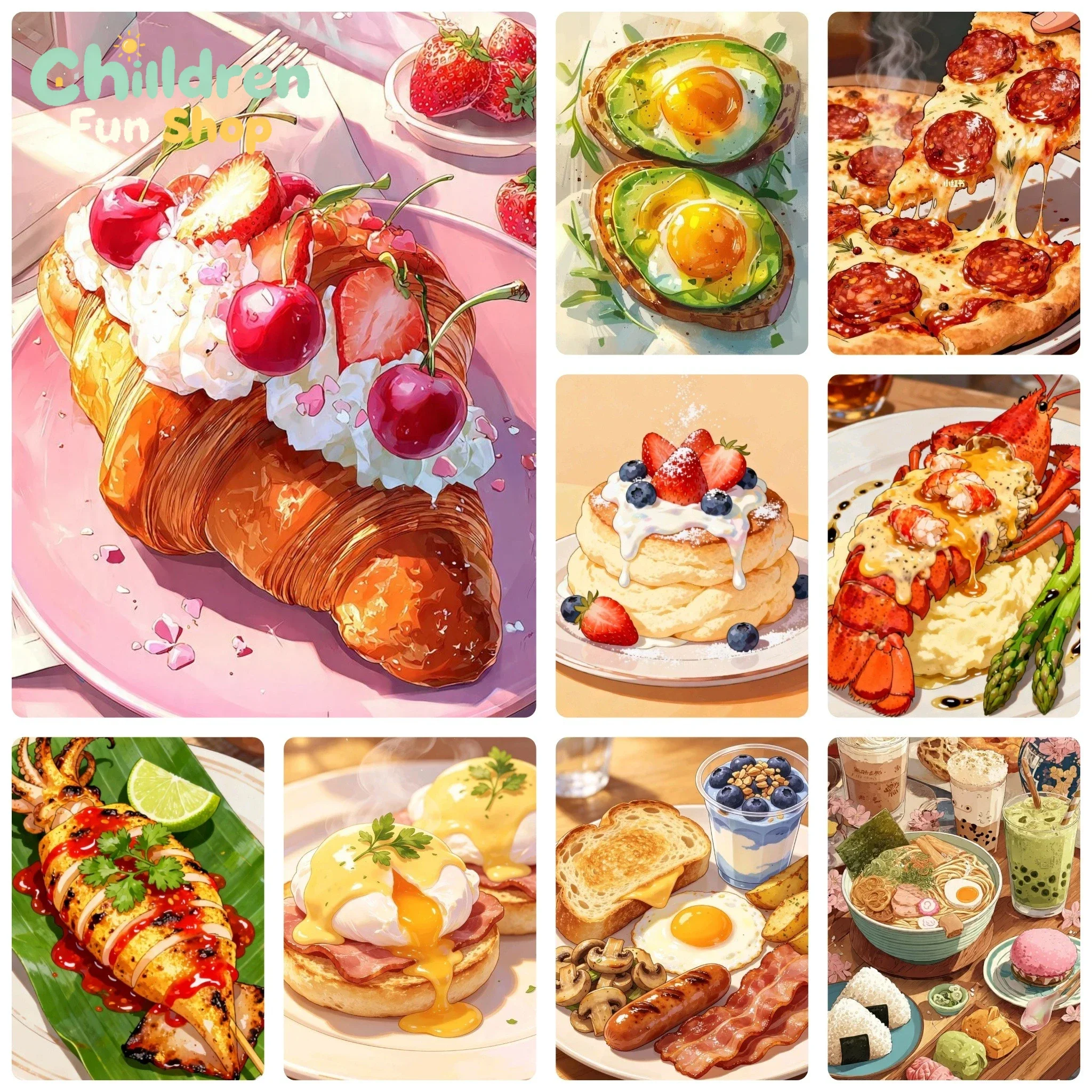 DIY 5D Diamond Painting, Delicious Gourmet Food Art, Hobby Craft For Home Wall Decor, Ideal Gift For Art Lovers,No Frame