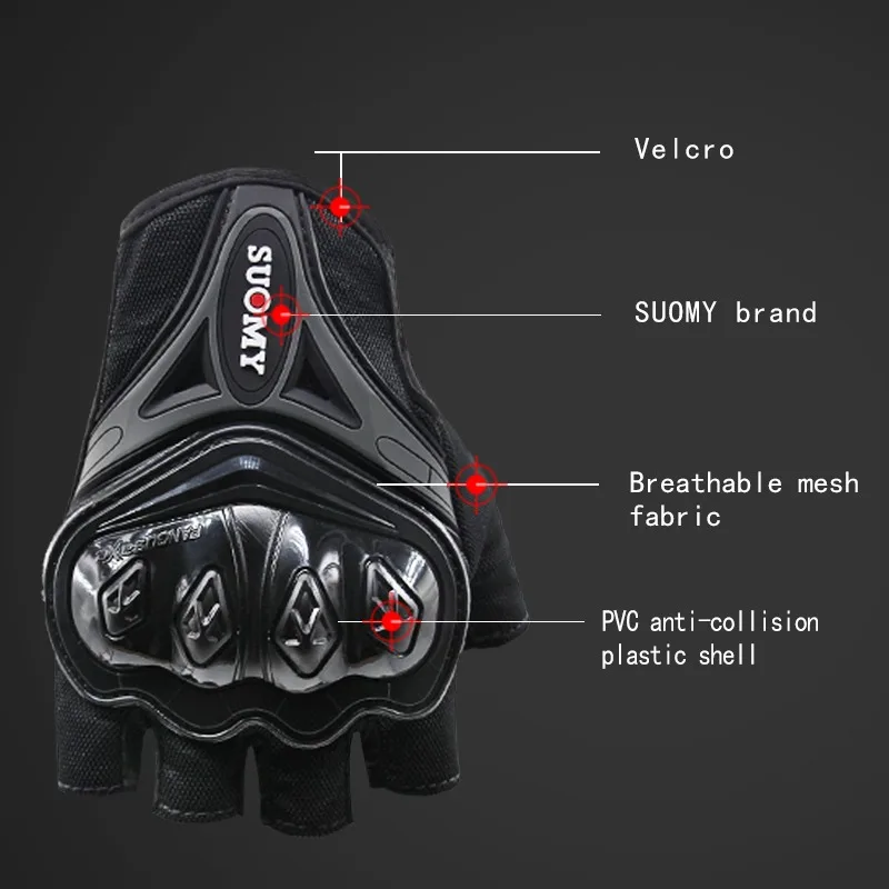 Summer Half Finger Motorcycle Gloves Breathable Mesh Anti-Slip Palm Men Women Motorbike Lightweight Riding Mittens 5