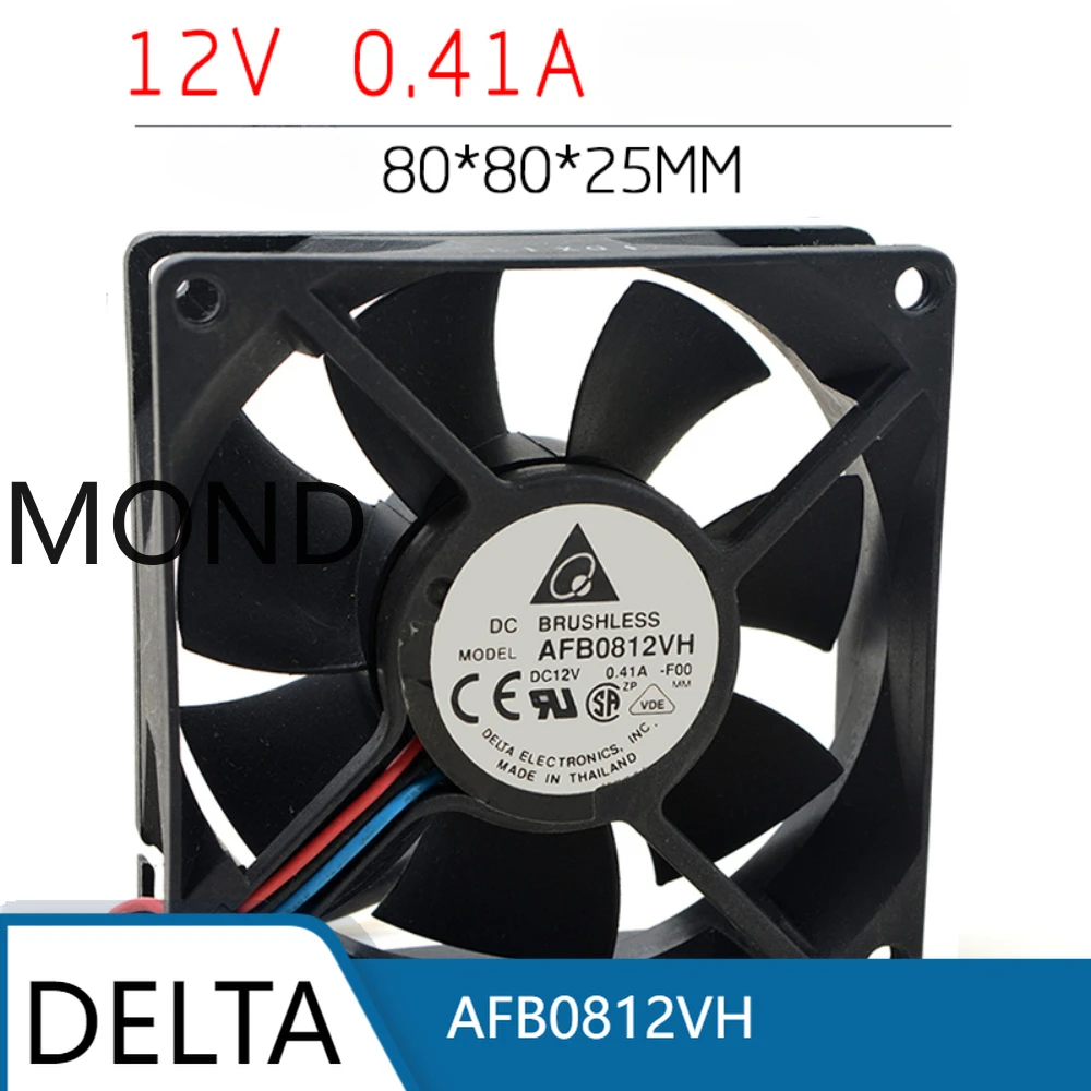 Delta AFB0812VH 8025 12V 0.41A 8CM  High Wind Capacity Dual Ball Case Cooling Fan