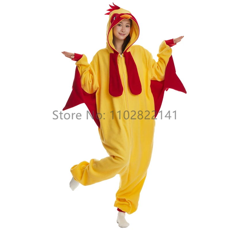 Favofans Adult Kigurumis Pyjamas Halloween Onesie Rooster For Women Men Cartoon Pajama Homewear Cosplay Costume