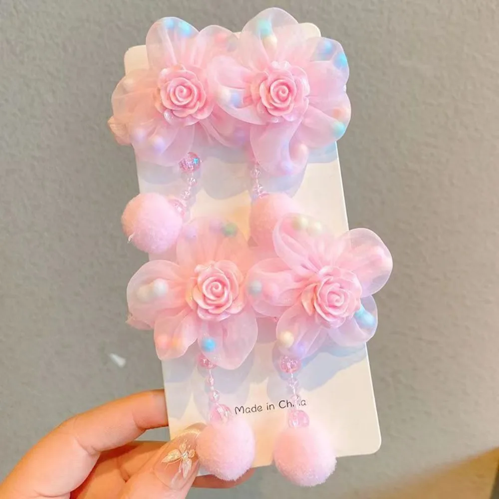 New Colorful Flower Children's Head Rope Pink Plastics Hair Clips Ponytail Hairband