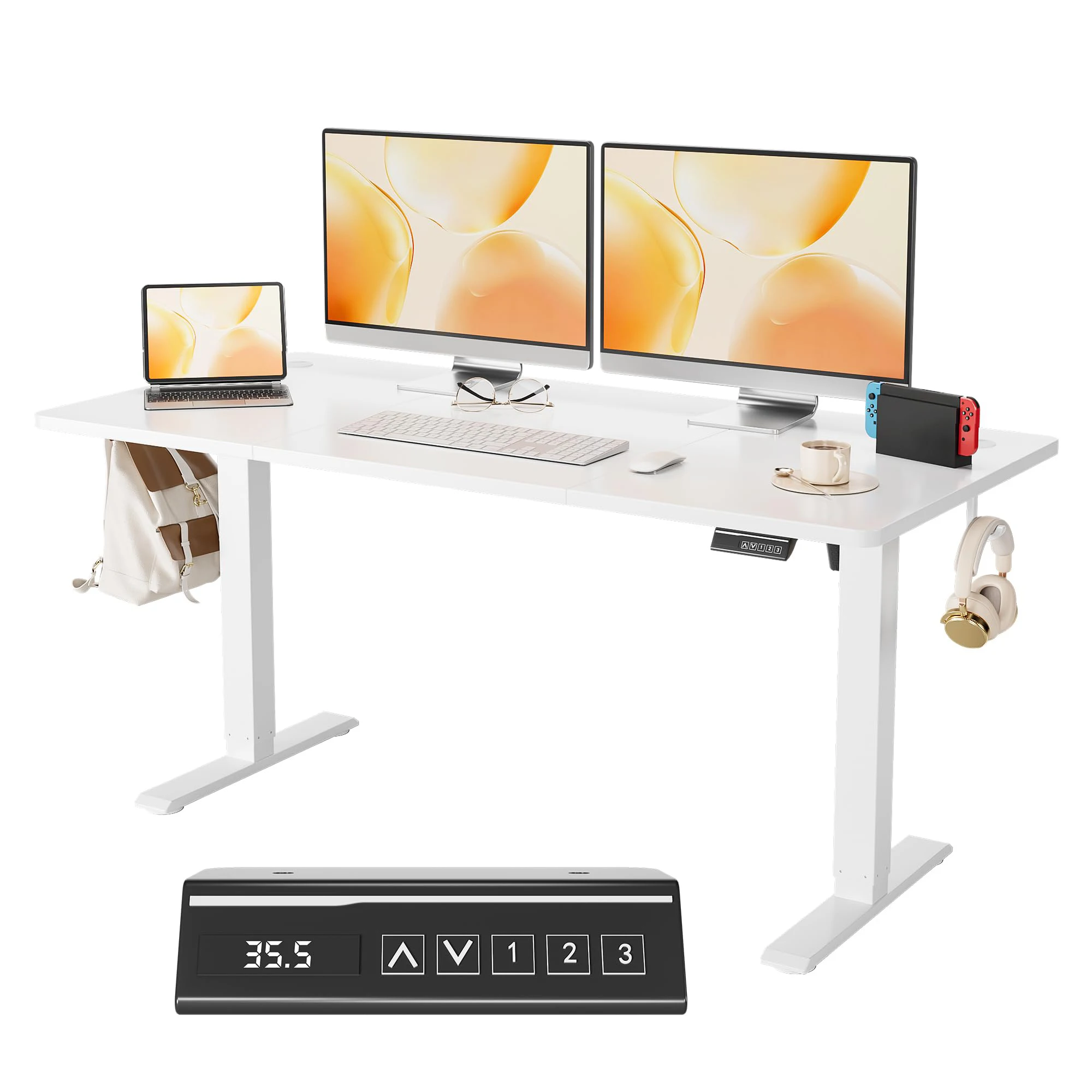 Elektrisch in hoogte verstelbaar bureau, ergonomisch zit-sta bureau met geheugenfunctie, staand computerbureau voor thuiskantoor en studie