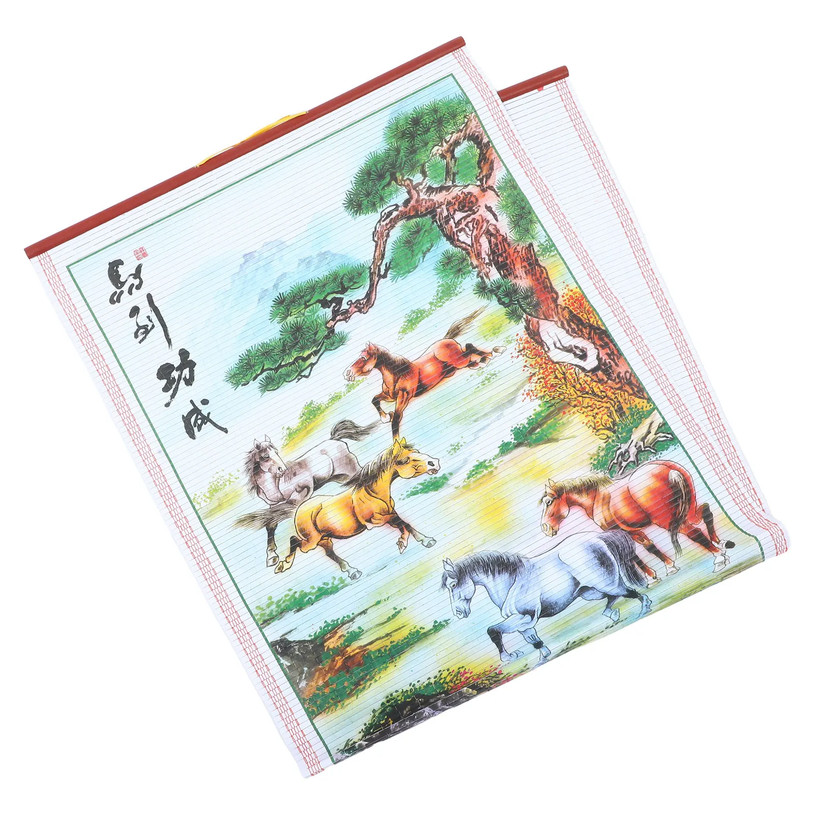 

Традиционный подвесной календарь-свиток из искусственного ротанга на 2026 год (Год Лошади), китайский лунный настенный декор для дома, офиса, праздников