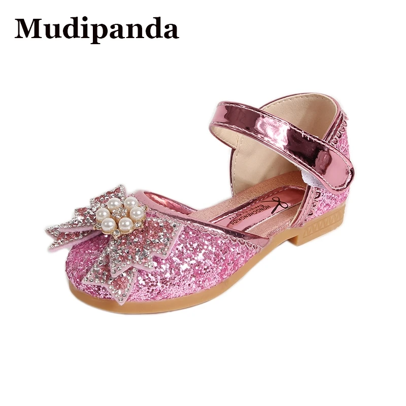 

Girls Sandal Baby Dance Flats Student Glass Slippers Summer Princess Leather Shoes Kid's Bow Kids Flat