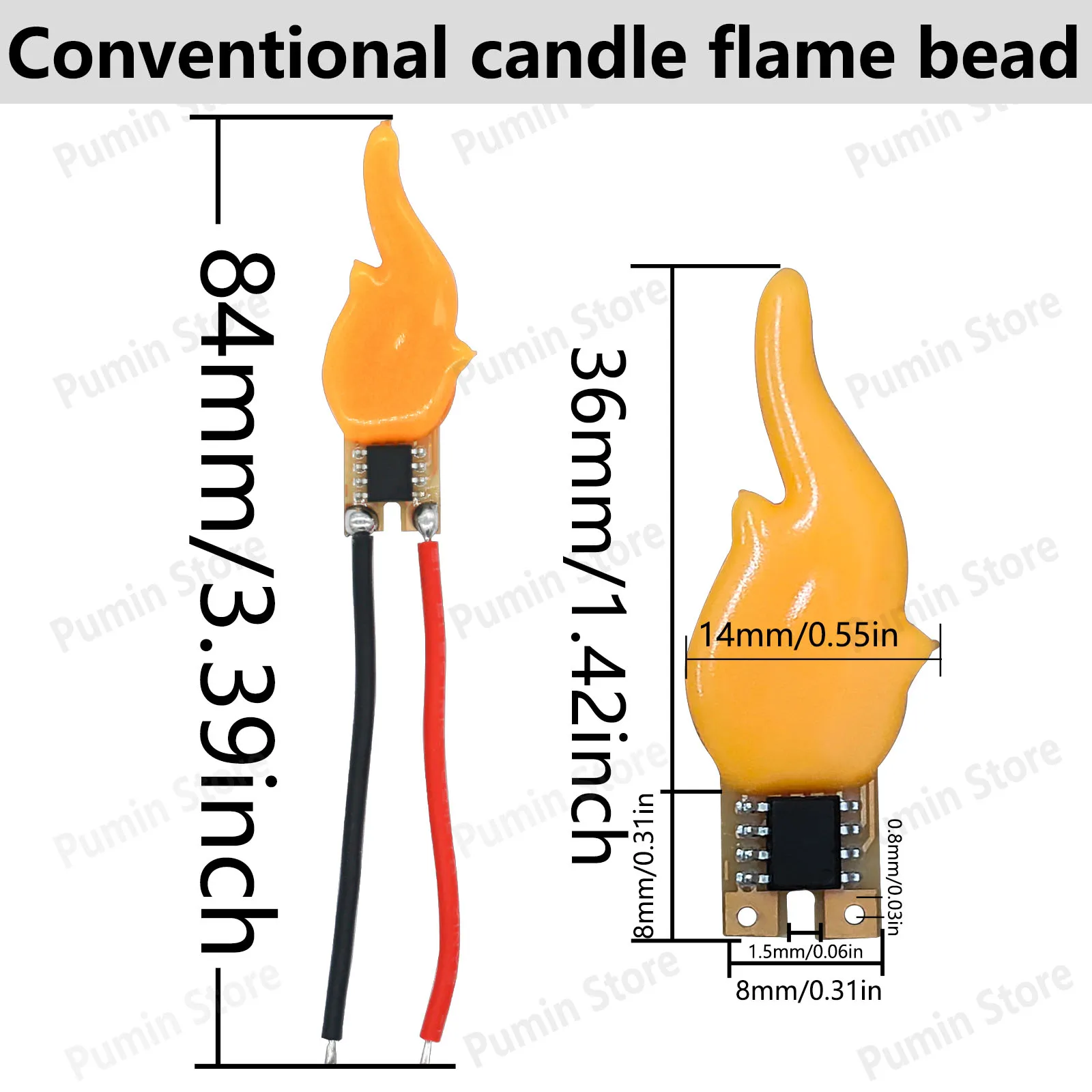 Bougie intelligente IC Flame LED, perle de lampe, sans bride, perles soudées, utilisée pour les fêtes d\'anniversaire et les festivals religieux, DC3V