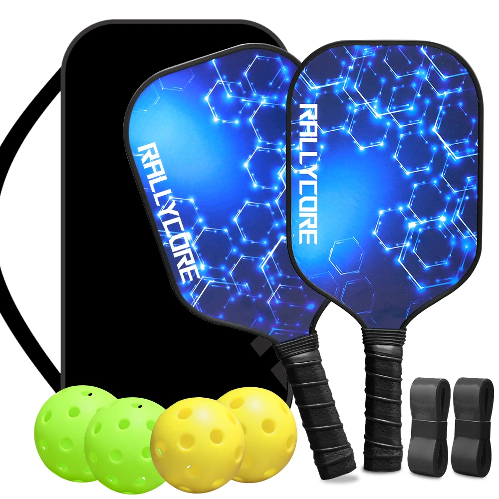 Premium glasvezel pickleball peddels set van 2 |   High-Friction Surface Rackets voor verbeterde controle - Perfect voor mannen en vrouwen