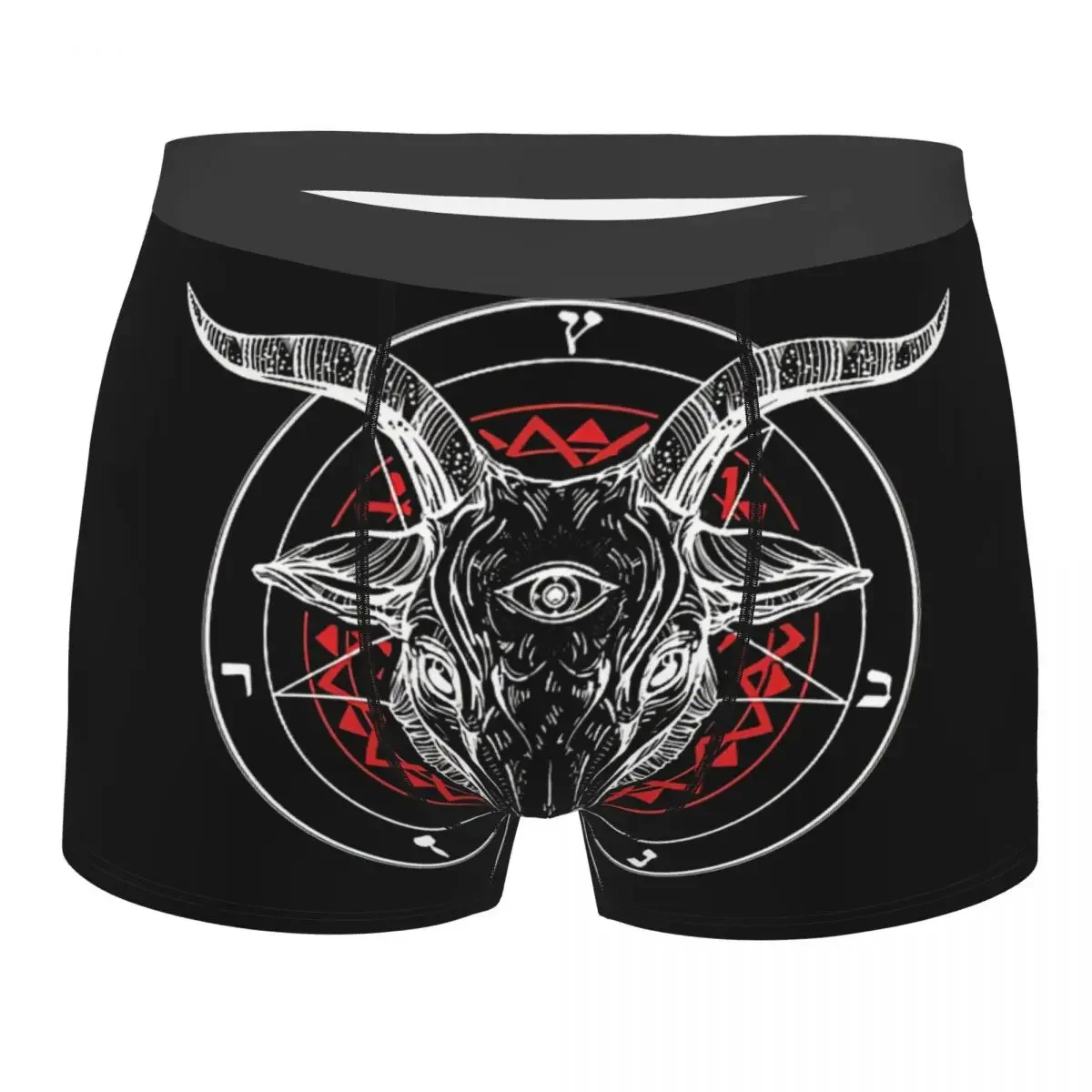 Goat Circle Satan Symbol Lucifer Devil Men Boxer Briefs Underwear Baphomet Highly Breathable Sexy Shorts Gift Idea