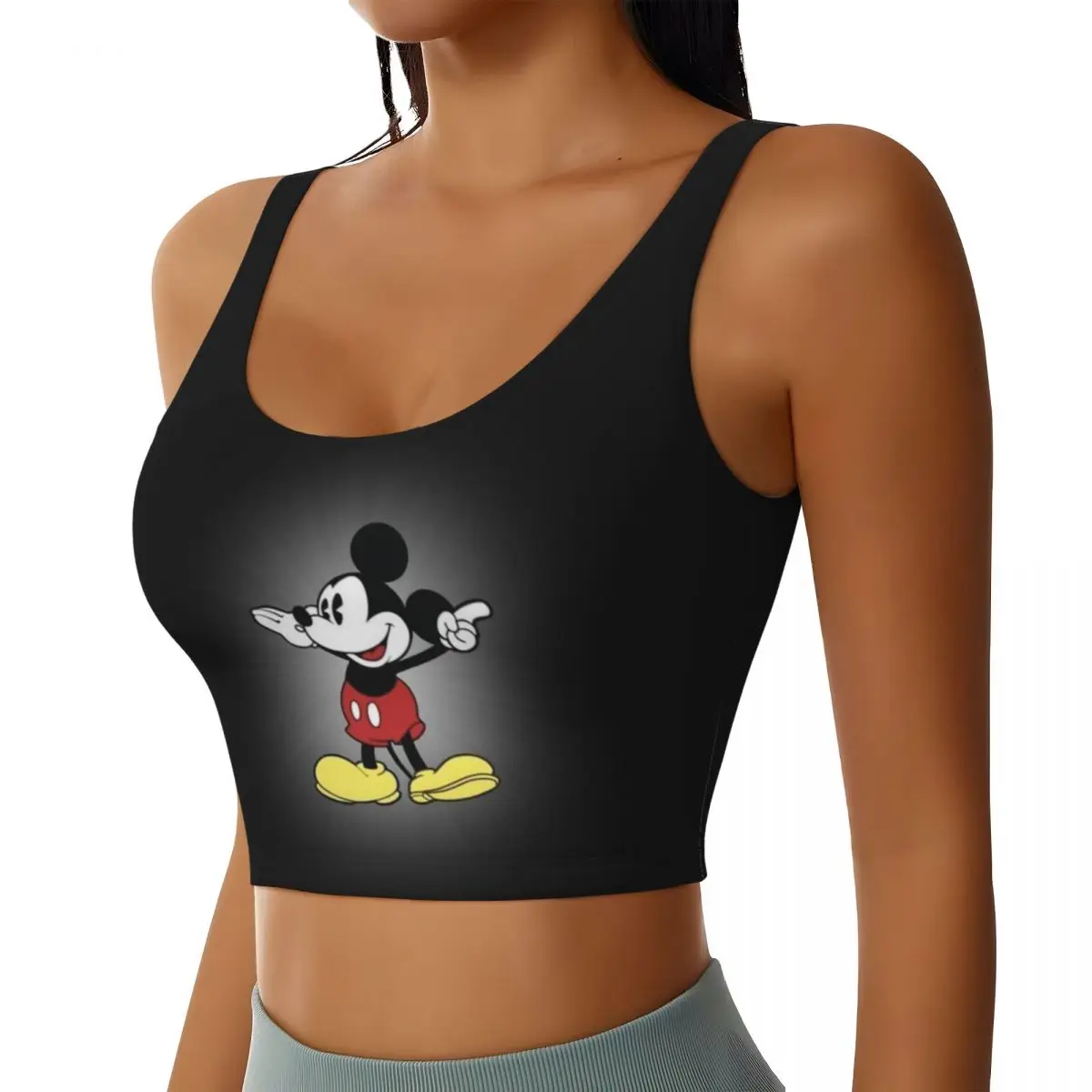 Custom Mickey Mouse Workout Crop Tank Tops Women Seamless Running Yoga Sports Bras