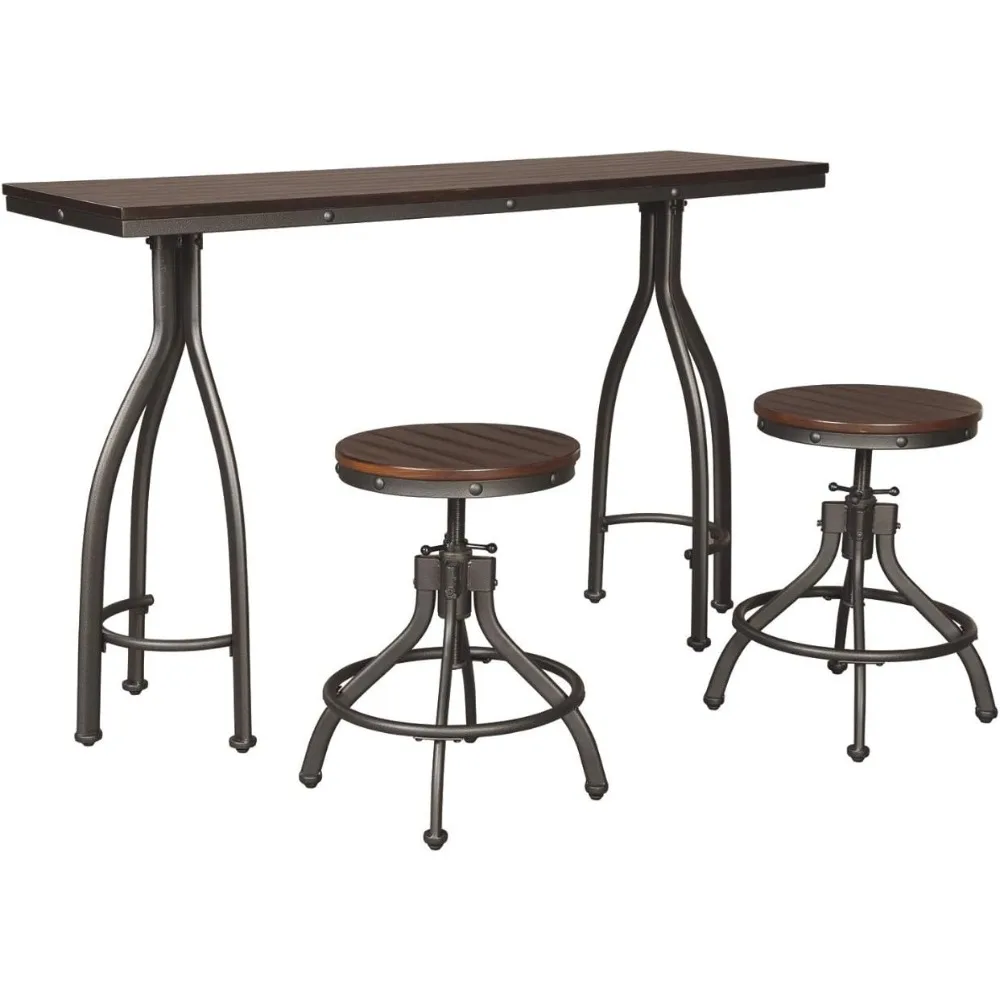 Design by Ashley Odium Urban Counter Height Dining Table Set with 2 Bar Stools, Gray