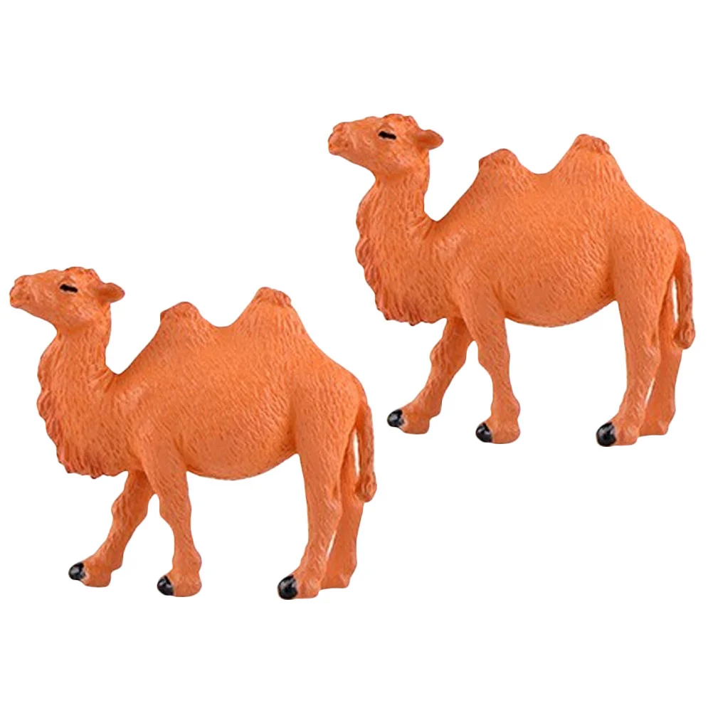 

2 Pcs Micro Landscape Plastic Ornaments Toys Desktop Tiny Camel Statues Figurine Decor Accessories Miniature Craft Figurines