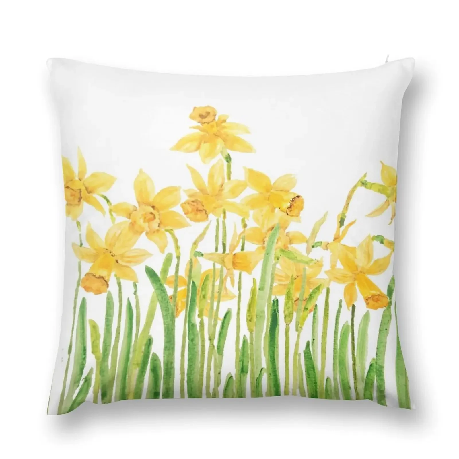 yellow daffodils field watercolor Throw Pillow christmas pillow case Christmas Pillow Covers Throw