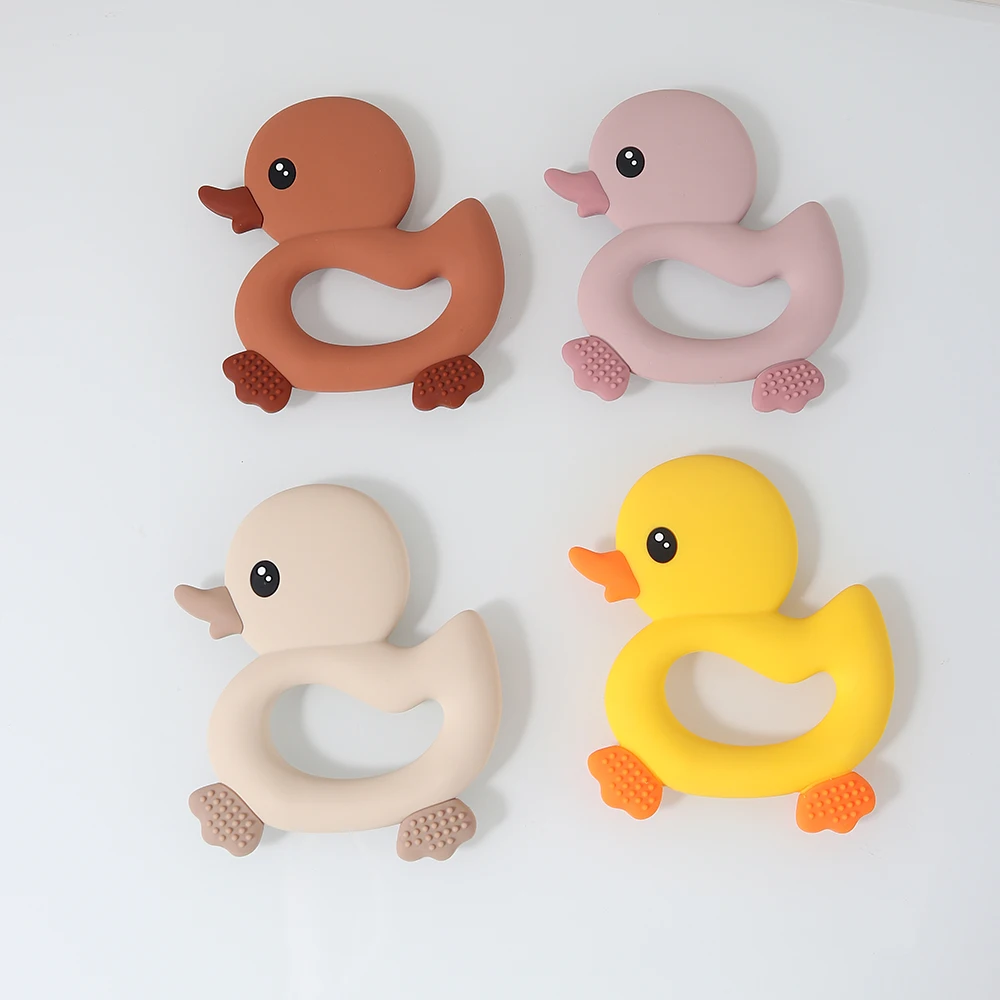 

Силиконовый прорезыватель для малышей в форме уточки, милая мультяшная игрушка для прорезывания зубов, сенсорная игрушка для снятия дискомфорта, успокаивающая игрушка для младенцев, необходимые товары для малышей