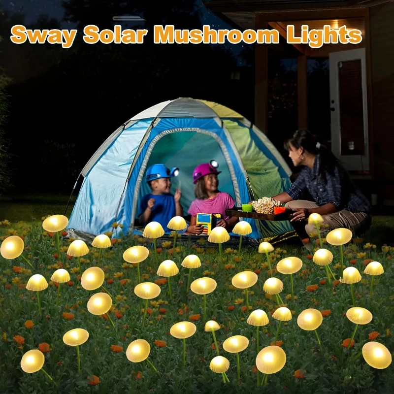 التخييم ضوء مقاوم للماء اليراع ضوء في الهواء الطلق أضواء الحديقة الشمسية الفطر قنديل البحر أضواء الشمسية حديقة ديكور