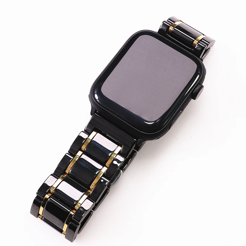 Ceramic Watch Band for Apple Watch 4 5 44mm 40mm Iwatch 6 SE 38mm 42mm Ceramic and Stainless Steel Strap Bracelet Wristband Belt