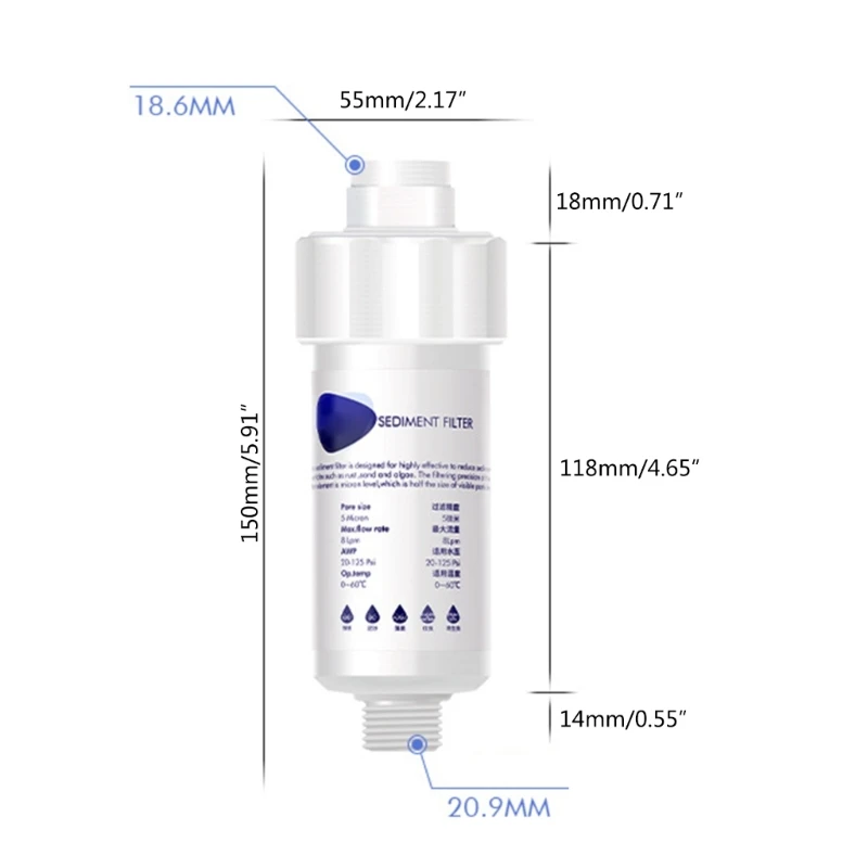 Professional Inline Water Filter Reliable Water Purifier Replacement Cartridge