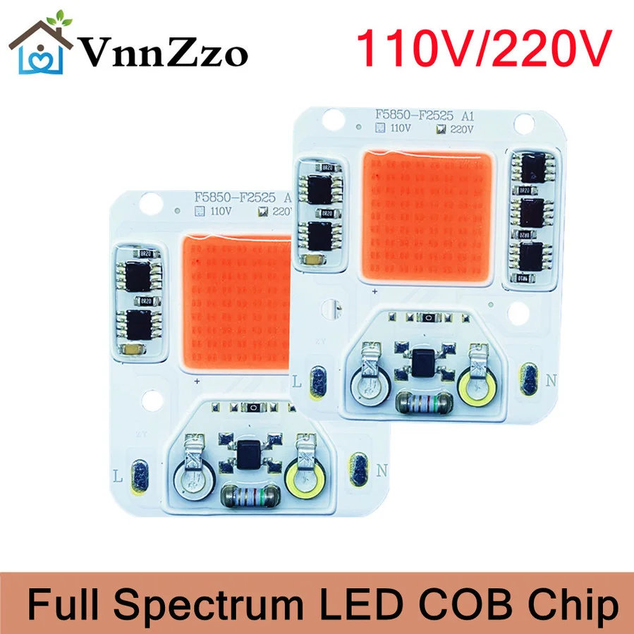 COB LED Chip AC 110V 220V LED Lamp 10W 20W 30W 50W LED Grow Light Box Full Spectrum Plant Light Flood light Bulb Chip Lamp