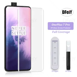 DFeiY UV Glass for OnePlus 7 Pro Full Coverage UV Screen Protector for OnePlus 7T Pro Tempered Glass Film